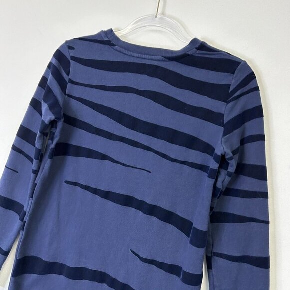 Boden Sweatshirt Dress Womens Size 4 Blue Velvet Burnout Zebra Stripe - Picture 9 of 10